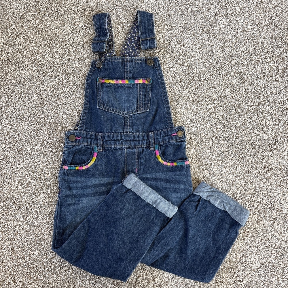 Vtg Osh Kosh Genuine Kids Toddlers 3T Rainbow Blue‎ Denim Jean Bib Overalls